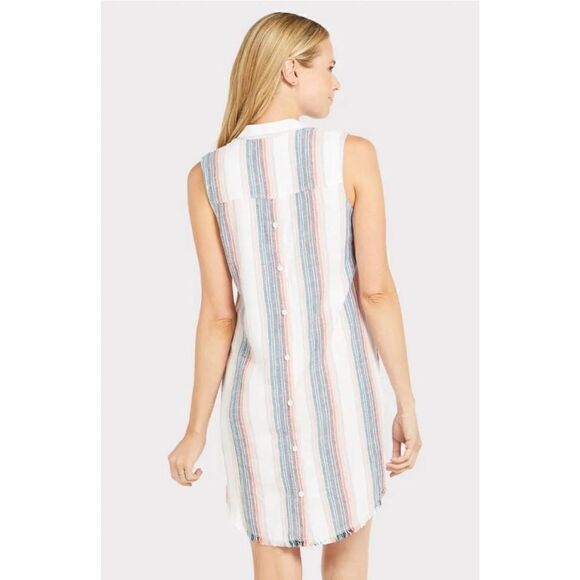 Cloth & Stone Sunburst Fray Button Down Linen Blend Sleeveless Shirt Dress Sz S - Picture 4 of 11